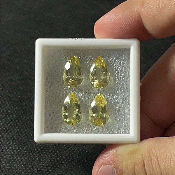 Berilo Facetado Gota Lote 4 Pedras 8x12mm