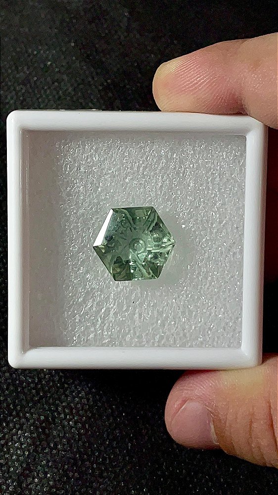Prasiolita Facetada Estrela Desenhada 14mm