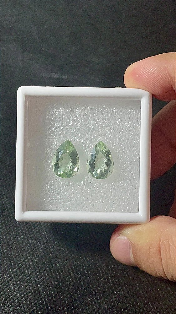 Prasiolita Facetada Par Gota 10x14