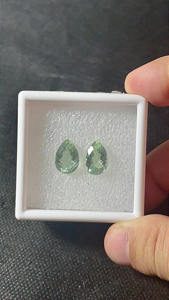 Prasiolita Facetada Par Gota 9x13
