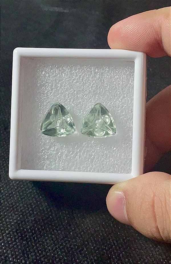 Prasiolita Facetada Par Desenhado 13mm