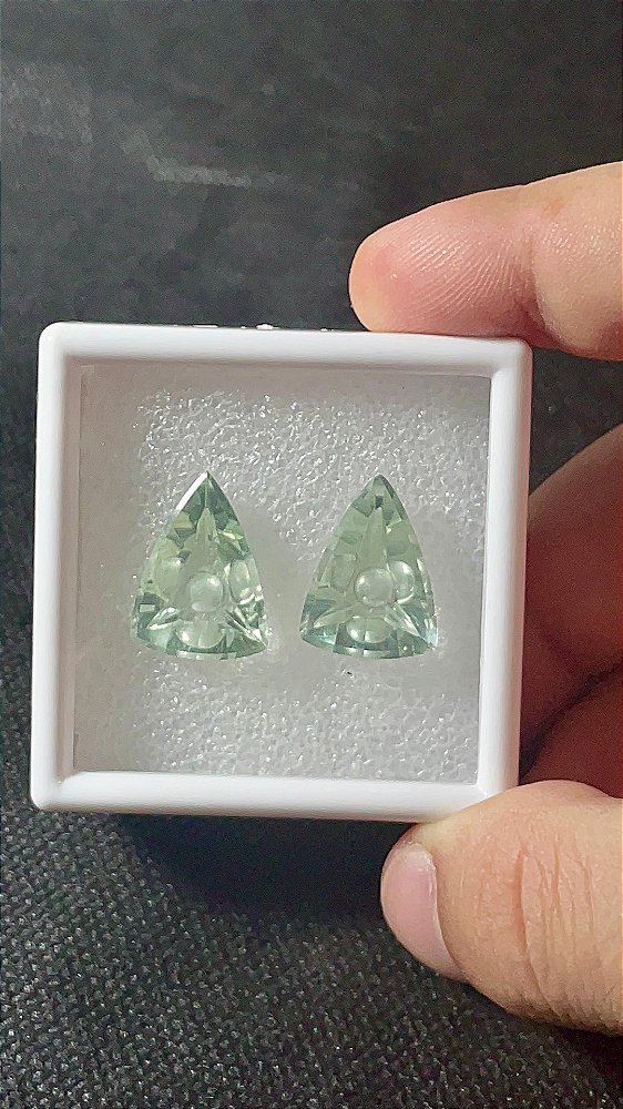 Prasiolita Facetada Par Desenhado 14x19mm