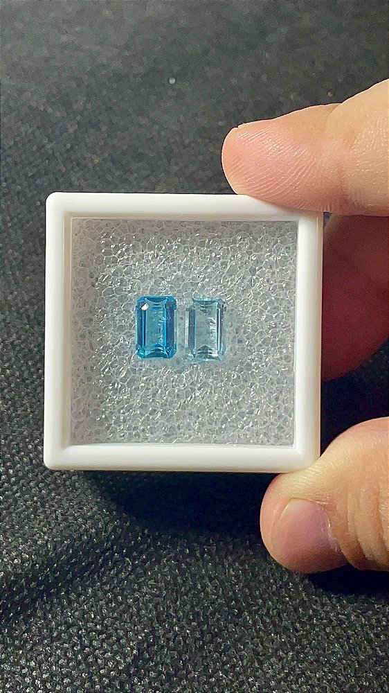 Topázio Azul Facetado Retangular Par 6x9