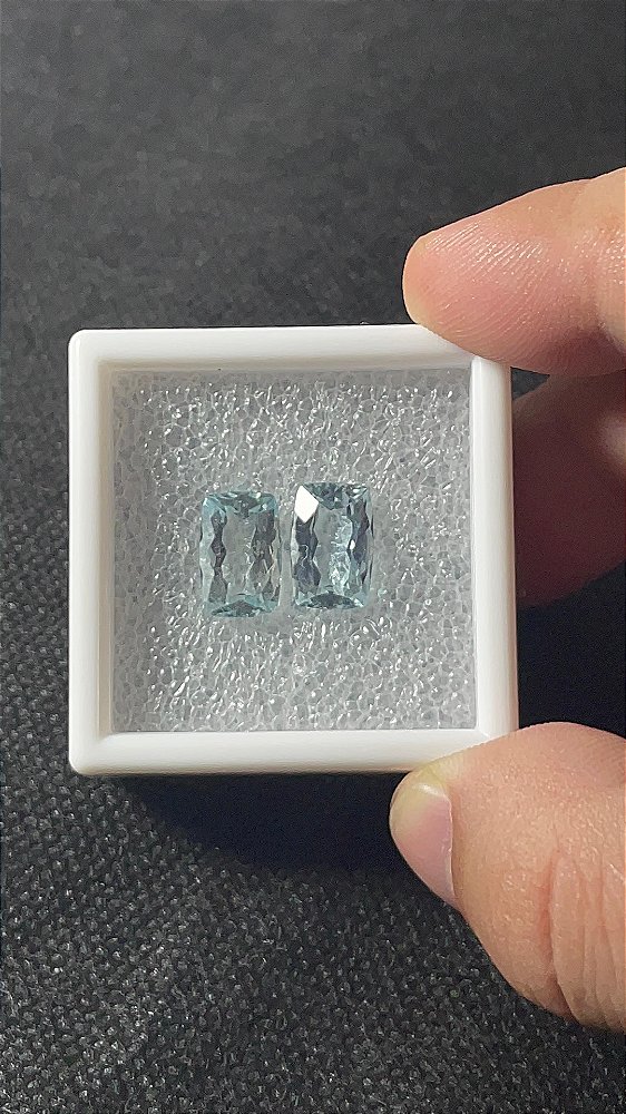 Topázio Azul Facetado Retangular Par 8x12