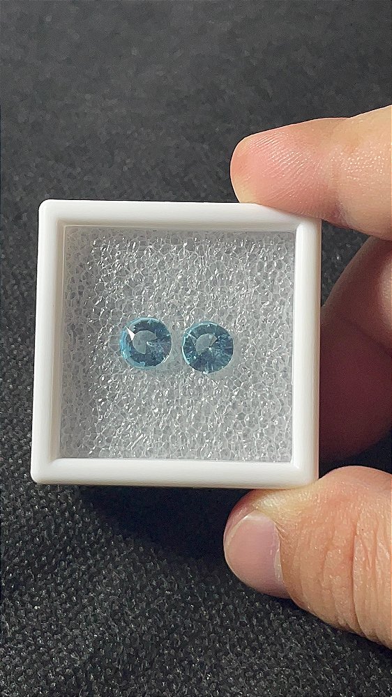 Topázio Azul Facetado Redondo Par 7,5mm