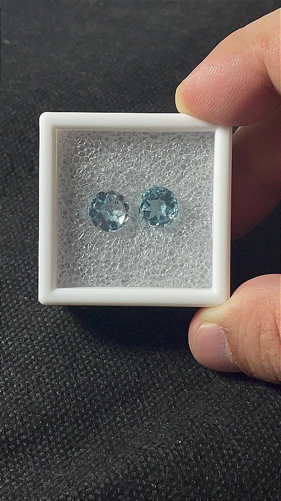 Topázio Azul Facetado Redondo Par 9mm