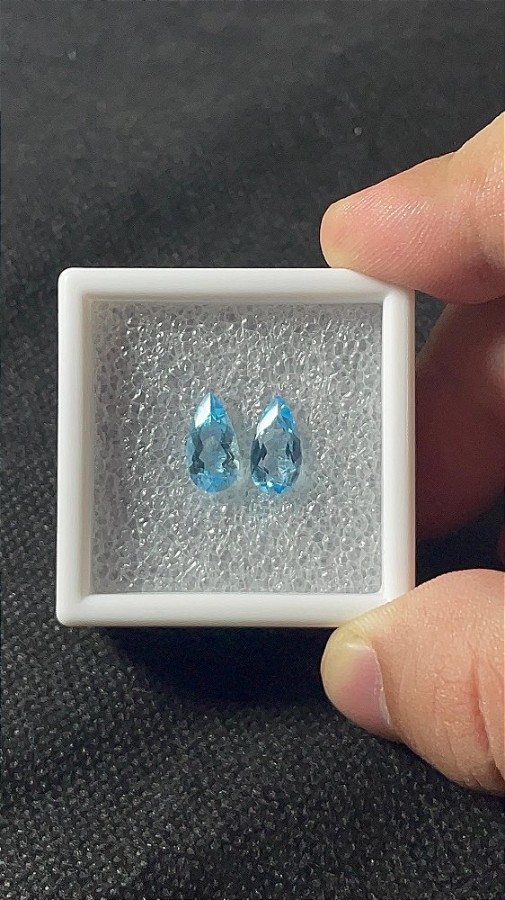 Topázio Azul Facetado Gota Par 6x11