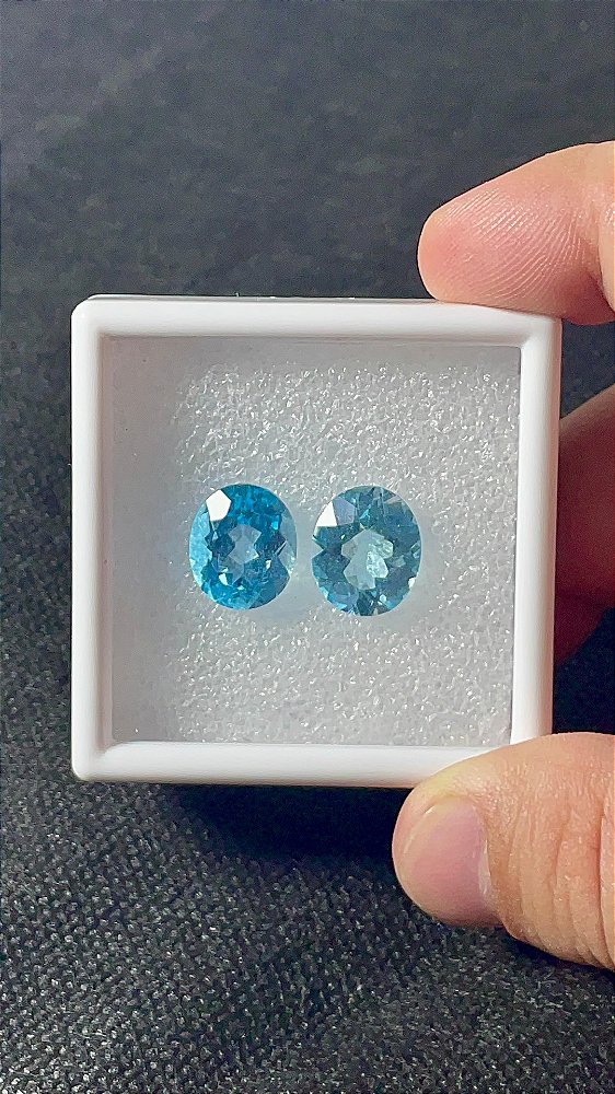 Topázio Azul Facetado Oval Par 11x13