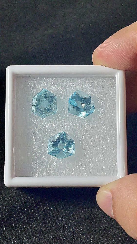 Topázio Azul Facetado Trio Forma Livre 10x12