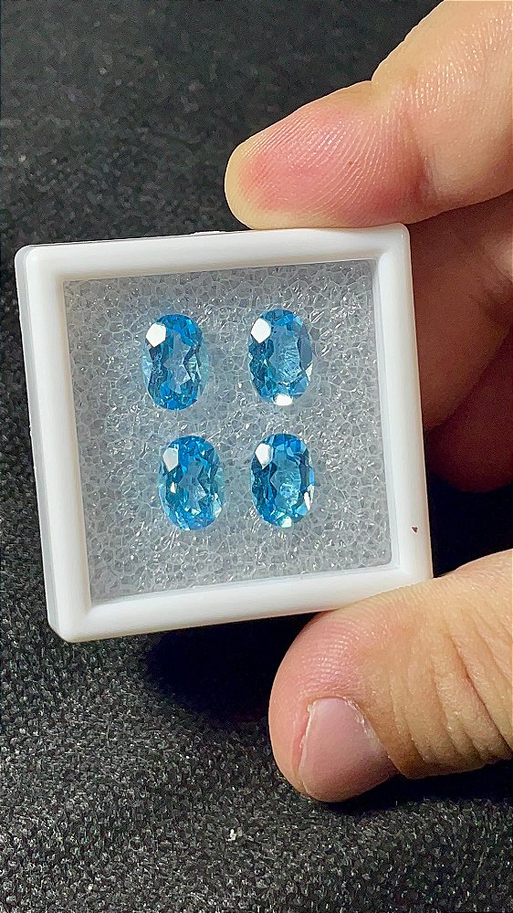Topázio Azul Facetado Oval Lote 4 Pedras 7x10