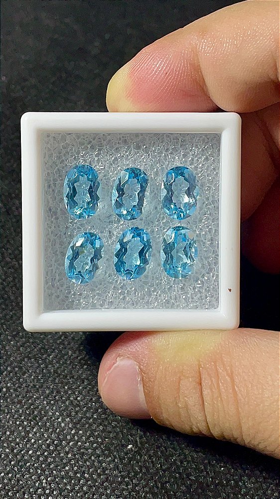 Topázio Azul Facetado Oval Lote 6 Pedras 7x10