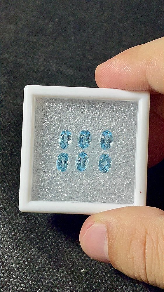 Topázio Azul Facetado Oval Lote 6 Pedras 4x6