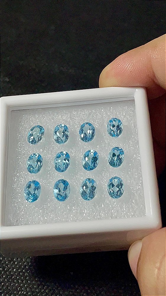 Topázio Azul Facetado Oval Lote 12 Pedras 5x7