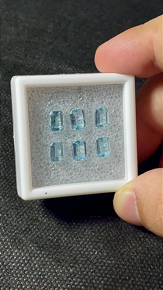 Topázio Azul Facetado Retangular Lote 6 Pedras