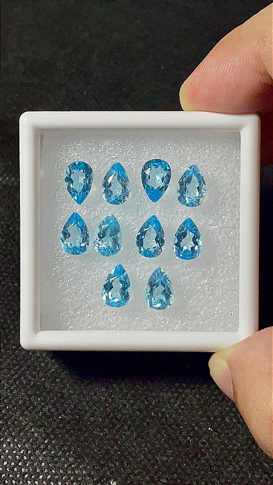 Topázio Azul Facetado Gota Lote 10 Pedras
