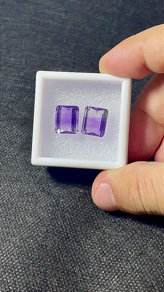 Ametista Facetada Retangular Par 12x14