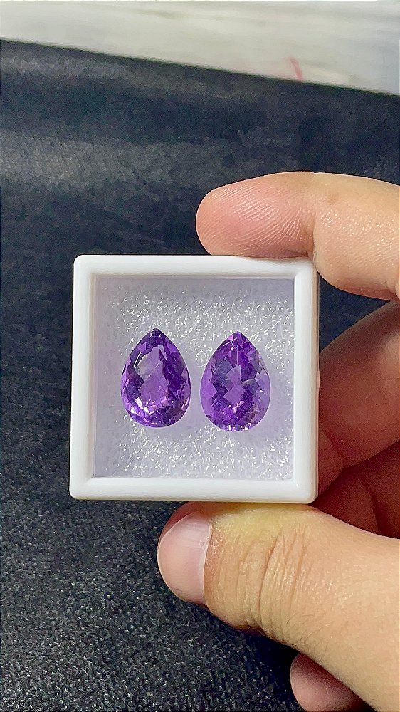Ametista Facetada Gota Par 12x17