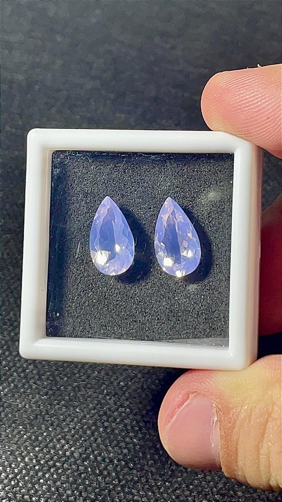 Ametista Lavanda Facetada Gota Par 8x14