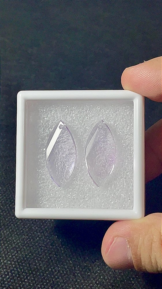Ametista Lavanda Facetada Folhas Par 12x26