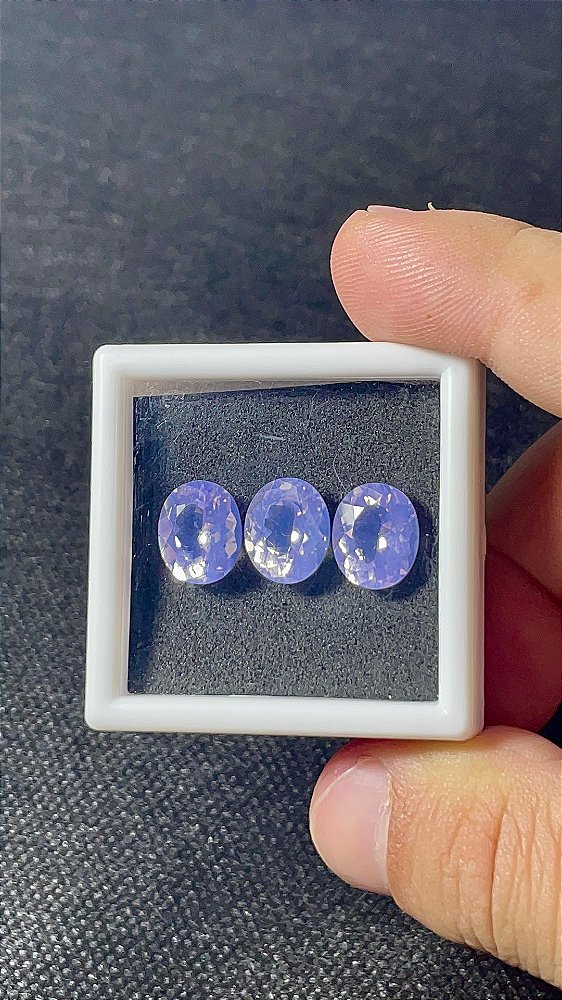 Ametista Lavanda Facetada Oval Trio 9x11