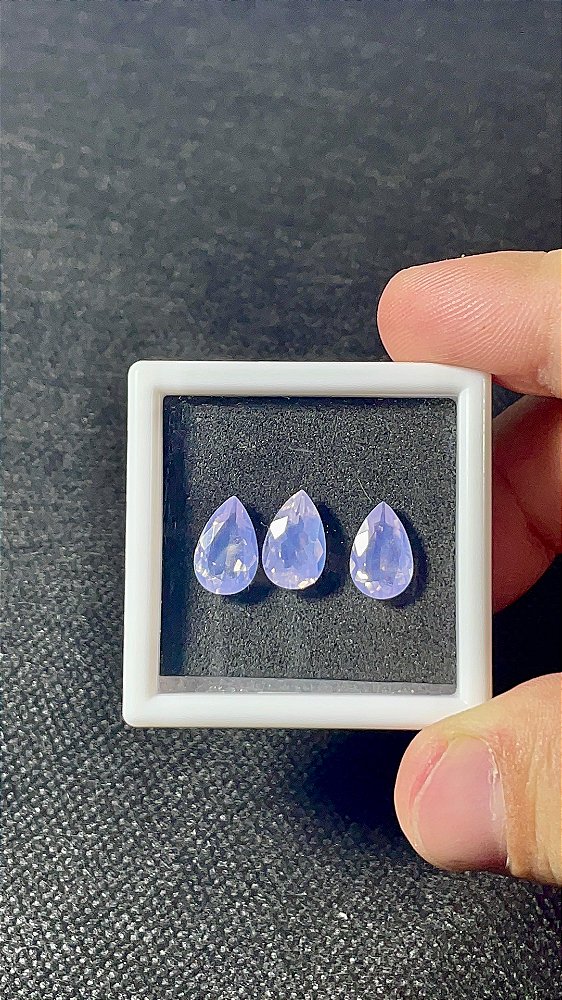 Ametista Lavanda Facetada Gota Trio 7x11