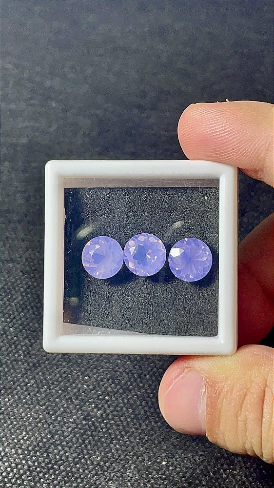Ametista Lavanda Facetada Redondo Trio 9mm