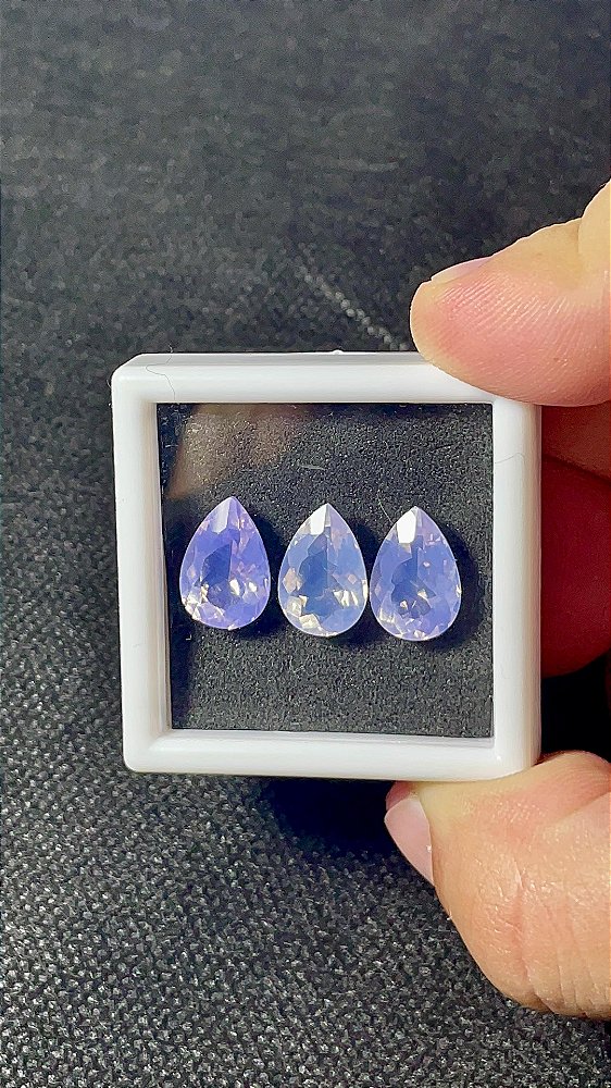 Ametista Lavanda Facetada Gota Trio 9x13