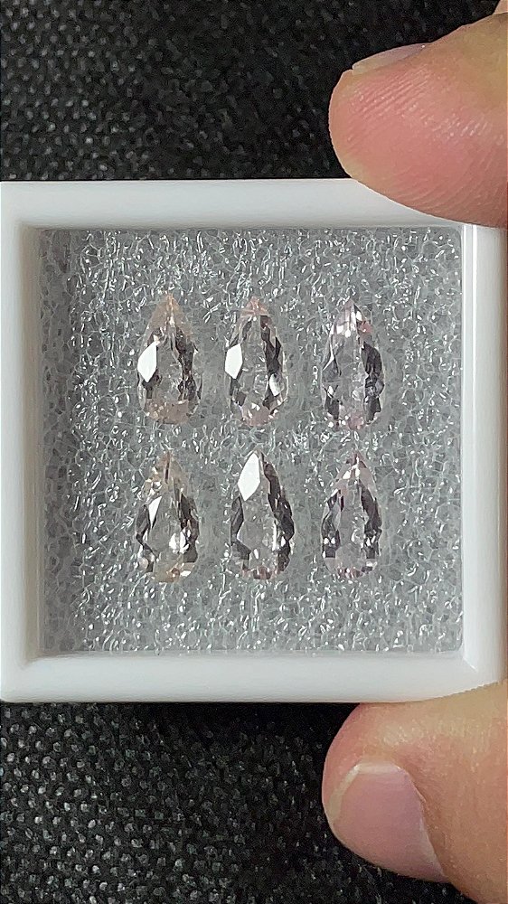 Morganita Facetada Gota Lote 6 Pedras 5x10