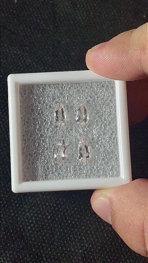Morganita Facetada Gota Lote 4 Pedras 4x9