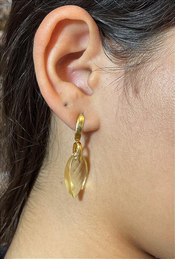 Brinco Banhado a ouro 18k de Citrino