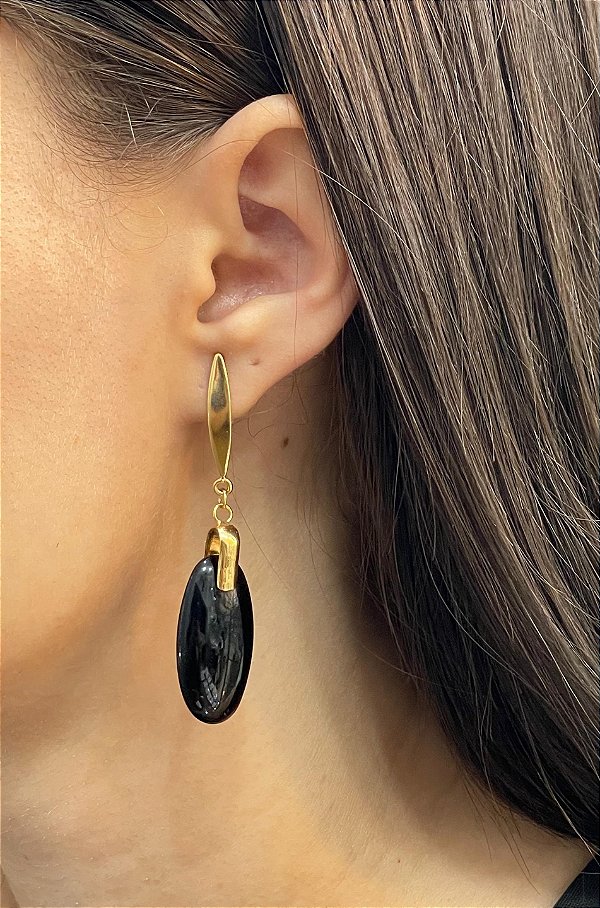 Brinco Banhado a ouro 18k de Pedra Estrela