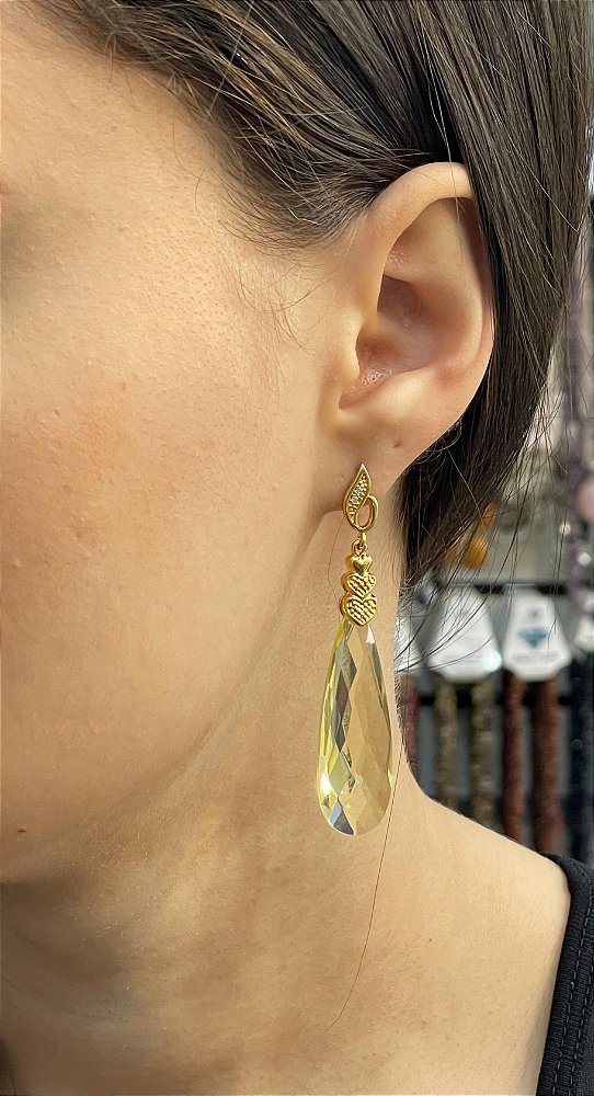 Brinco Banhado a ouro 18k de Citrino