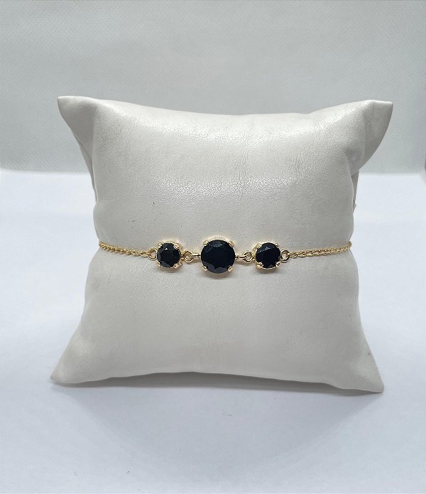 Pulseira Banhada a ouro 18k de Ônix