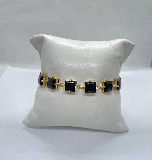 Pulseira Banhada a ouro 18k de  Ônix