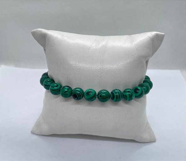 Pulseira De Bolinha Em Pedra Malaquita