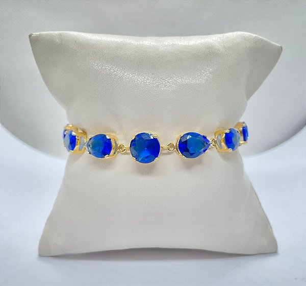 Pulseira Banhada a ouro 18k de Zircônia Azul