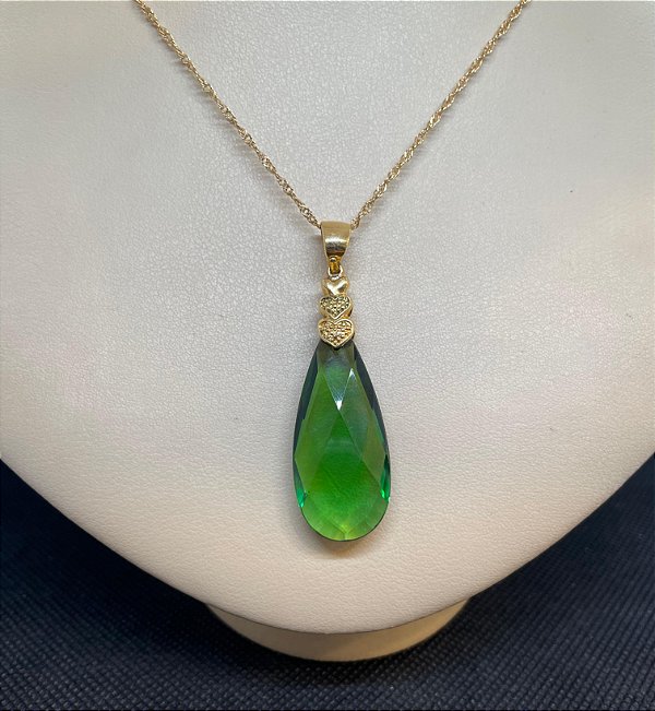 Pingente Banhado à ouro 18 K de Pedra Zircônia Verde