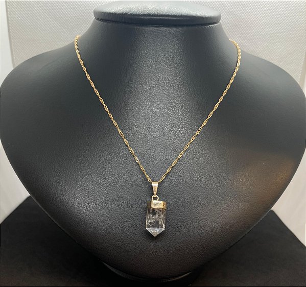 Pingente Banhado à ouro 18K de Pedra Cristal