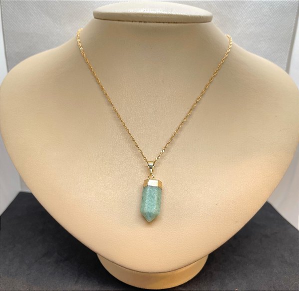 Pingente Banhado à ouro 18K de Pedra Quartzo Verde