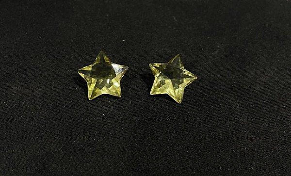 Quartzo Diverso Facetado Green Gold Estrela  Par 15mm