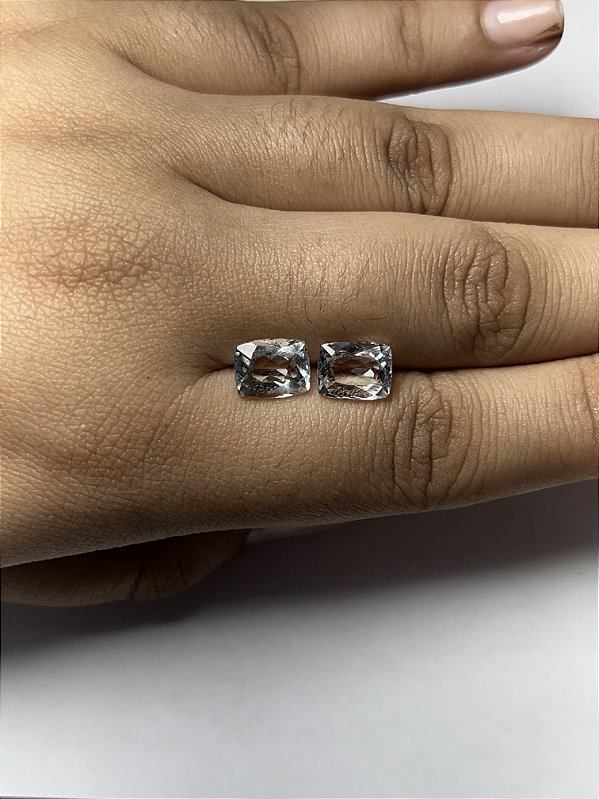 Água Marinha Facetada Retangular par 7x8,9 mm