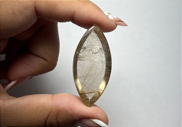 Quartzo Rutilo Dourado Cabochão Navete 19,3x41,5mm