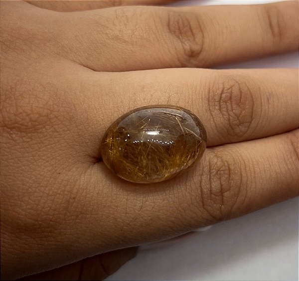 Quartzo Rutilo Dourado Cabochão Oval 16,5x23mm