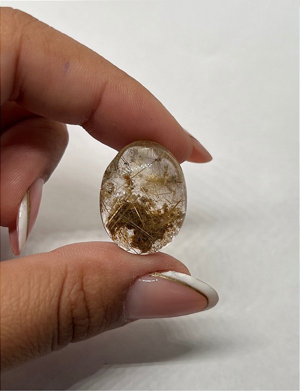 Quartzo Rutilo Dourado Cabochão Oval 17,9x23,1mm