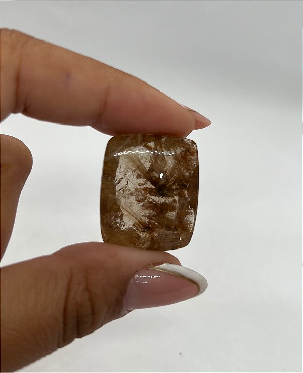 Quartzo Rutilo Dourado Cabochão Retangular 22,2 x 26,4mm