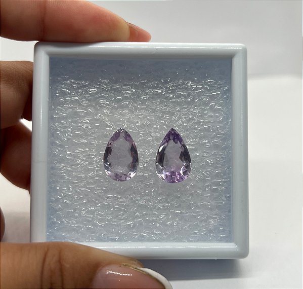 Ametista Facetada Fantasia Gota Par 10x15mm
