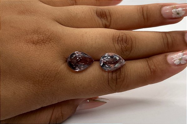 Ametista Facetada Briolet Gota Par 11x15mm