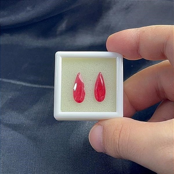 Rodonita Facetada Par Gota 6,5 x 18 mm