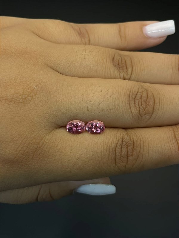 Turmalina Rosa Facetada Oval par 4x7mm