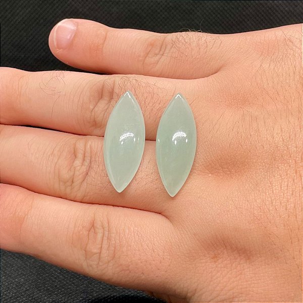 Agua Marinha Leitosa Cabochão 12X31mm